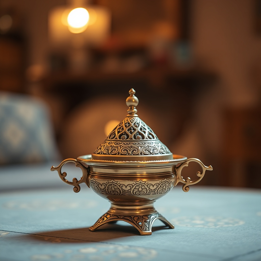 Decorative Brass Bakhoor Incense Burner (Mabkhara) — Generic