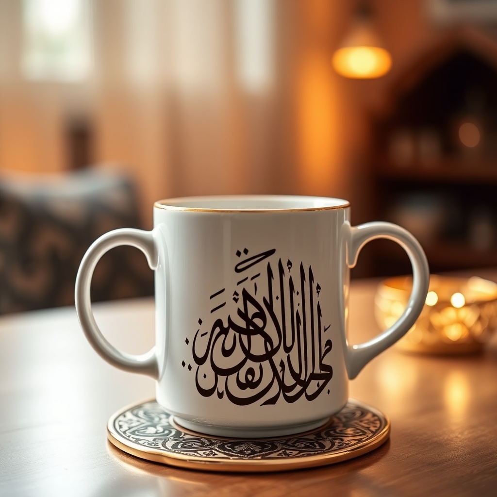 Islamic Calligraphy Mug & Coaster Gift Set — Generic