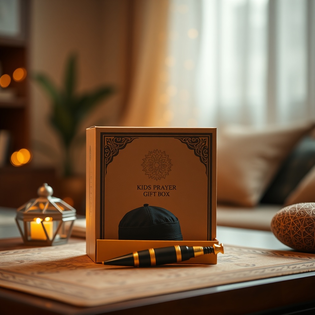 Kids Prayer Set Gift Box (Mat, Cap & Tasbih) — Generic