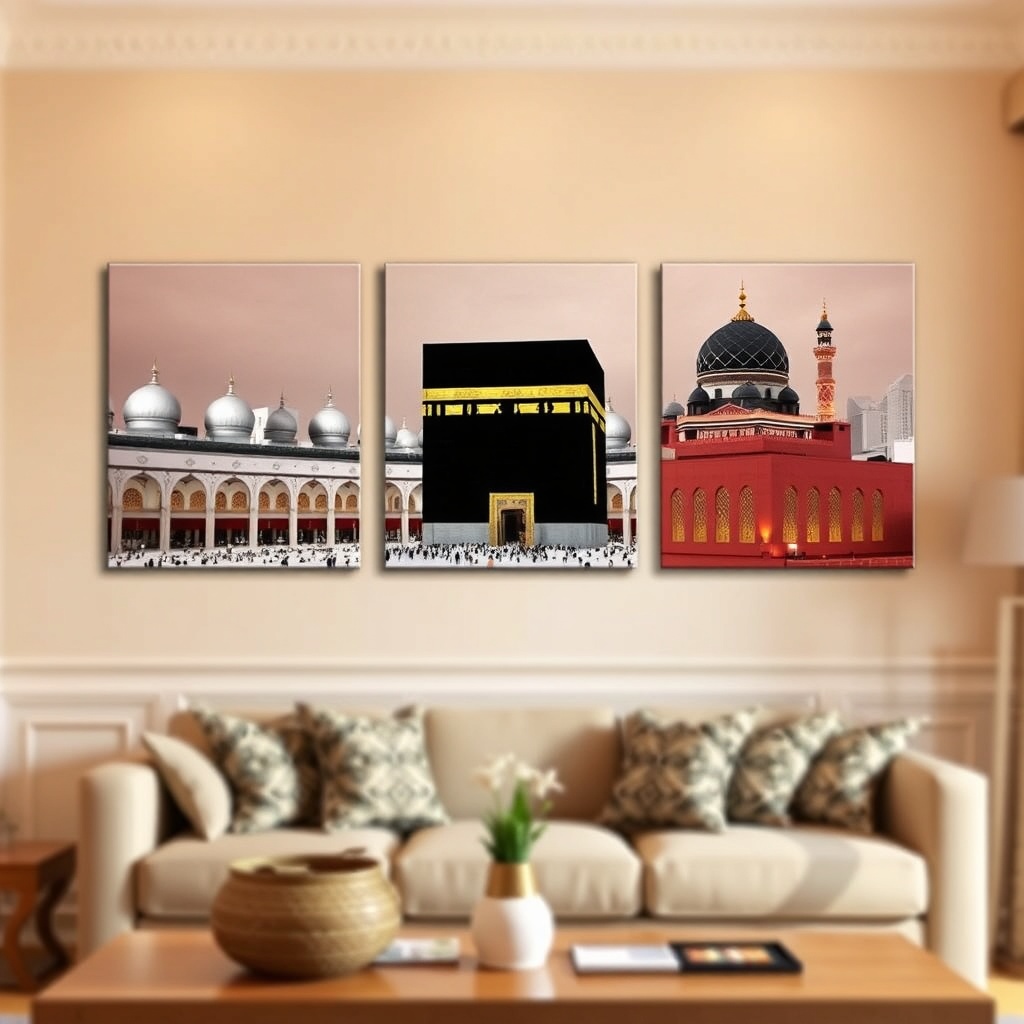 Mecca & Madinah Canvas Wall Art (Set of 3) — Generic