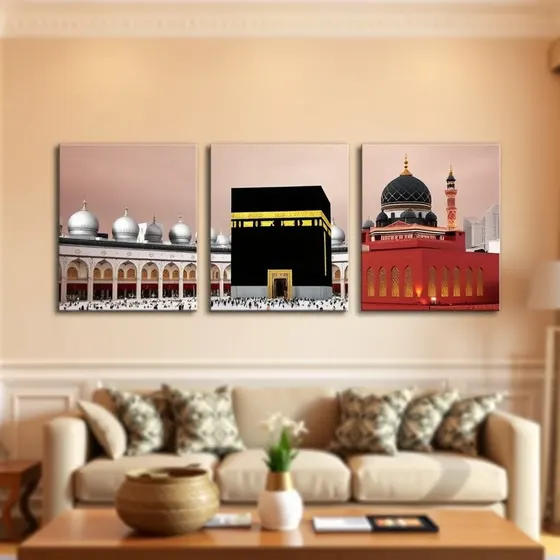 Mecca & Madinah Canvas Wall Art (Set of 3) — Generic